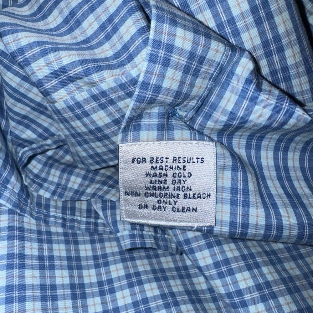 Peter Millar Blue Checkered Casual Button Down Shirt - Picture 10 of 10